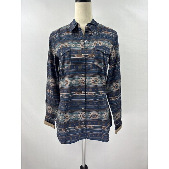 Roper Wear the West Button Down Shirt Navy Brown Medium Southwest Aztec Print - Picture 11 of 11